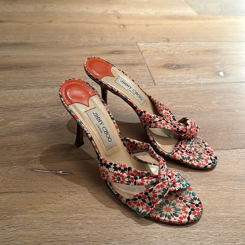 Jimmy Choo Floral Geometric Sandals Heels - Size 39.5